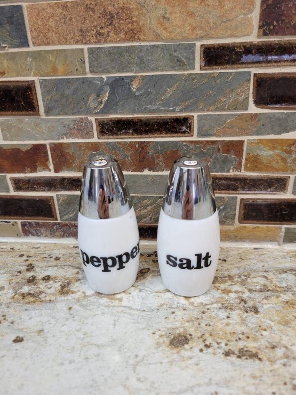 Vintage Westinghouse Gemco Milk Glass Salt and Pepper Shakers Set Retro MCM 70s